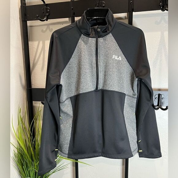 Fila quarter zip up sweater jacket two tone grey large - Picture 1 of 11